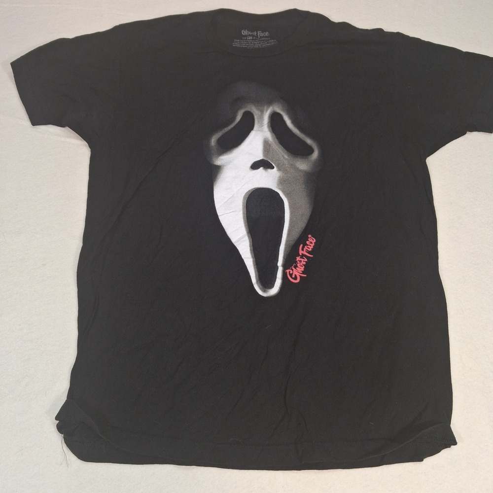 Ghost Face Graphic T-Shirt Mens Large Black Scream Horror Movie Halloween Tee